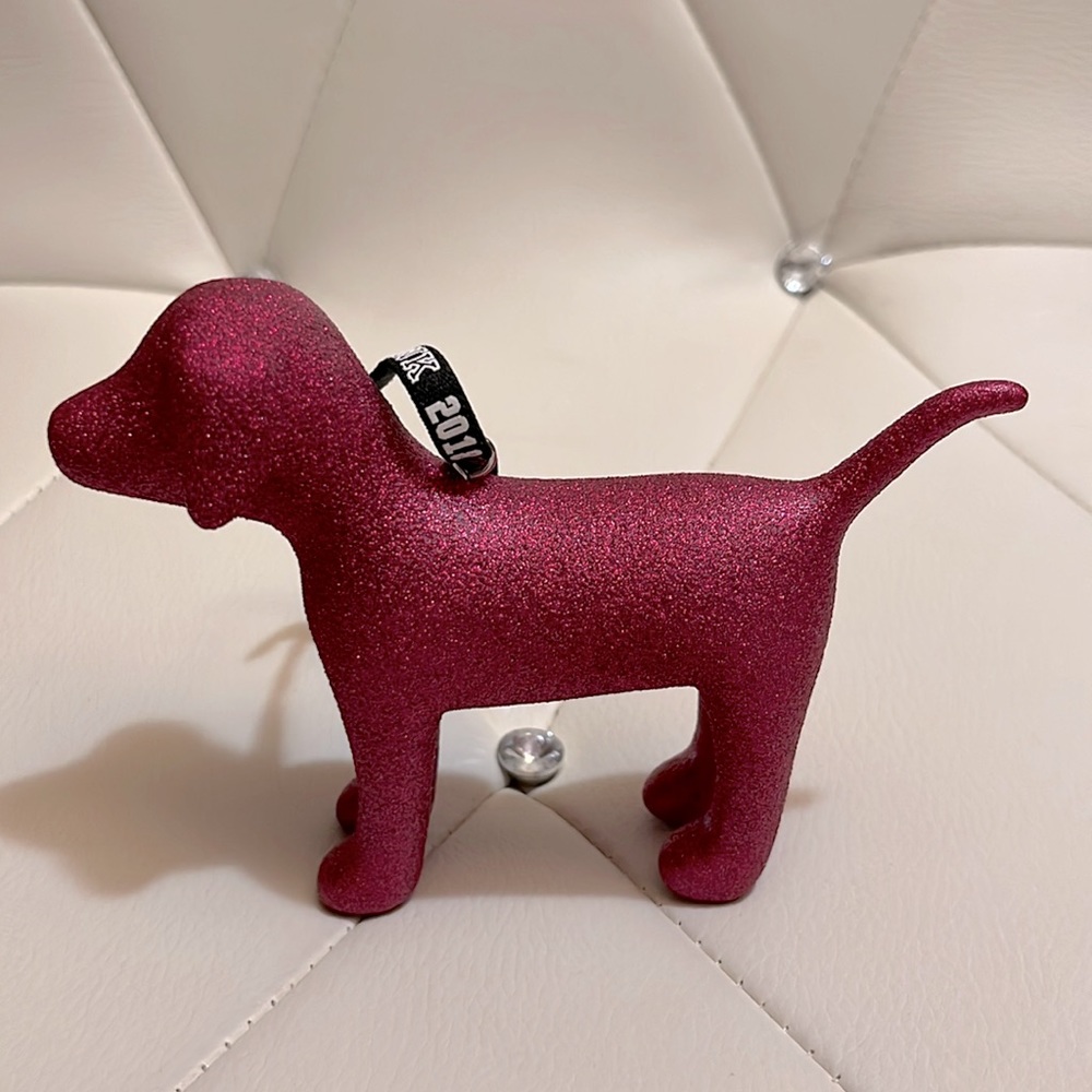 2018 Mini VS Pink Dog Glitter Ornament